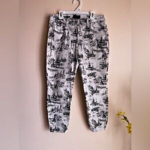 Charter Club Denim Jeans Women’s Size 10p Bristol Skinny Ankle Black White Print